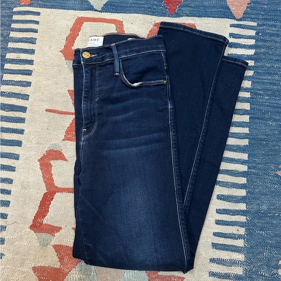 Frame Le Sylvie Slender Straight Jeans Cabana Dark Wash Size 27 - Picture 2 of 16